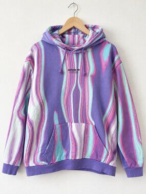 adidas Originals Hyperreal Allover Print Hoodie Men's Purple Psychedelic